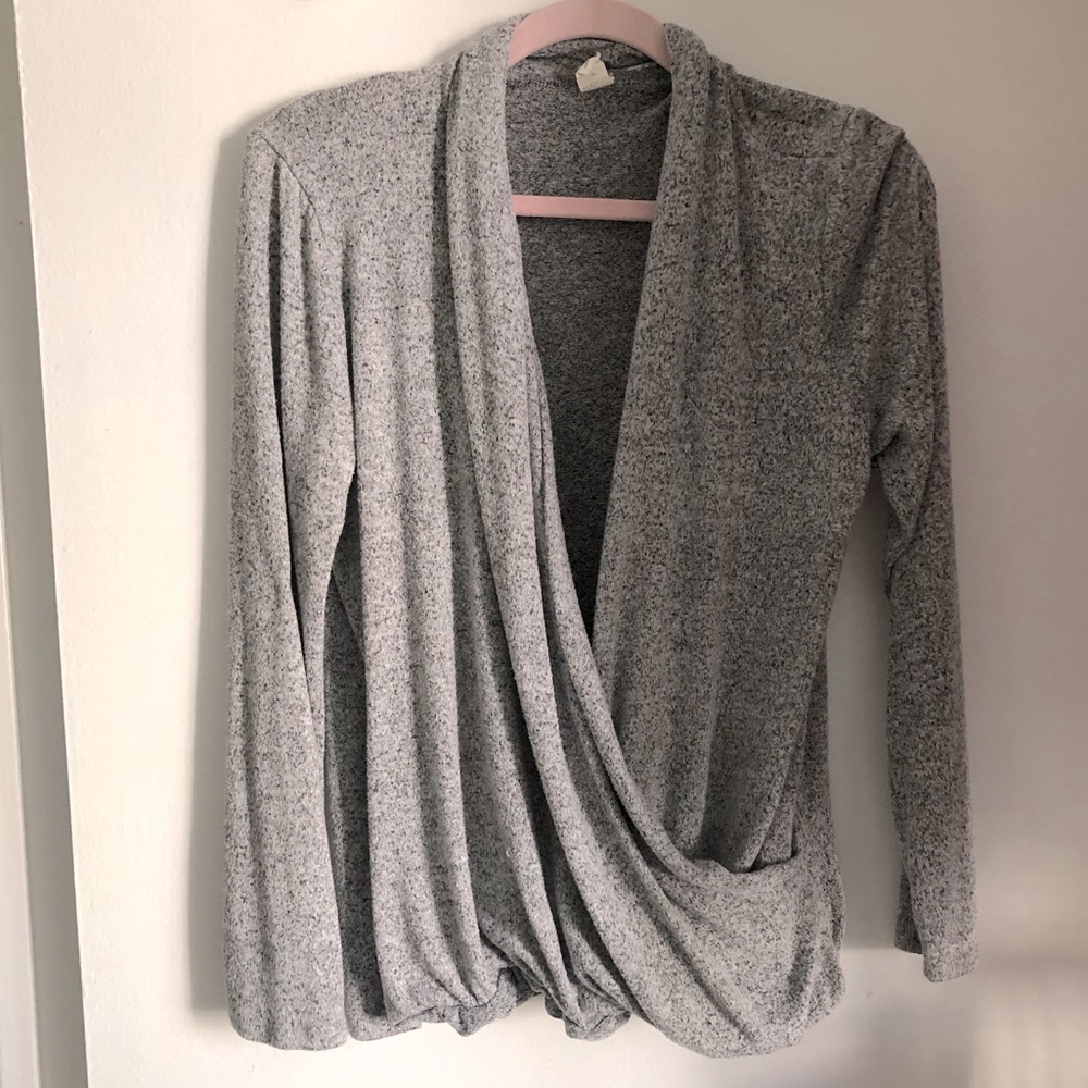 Morning Lavender Grey Wrap Sweater